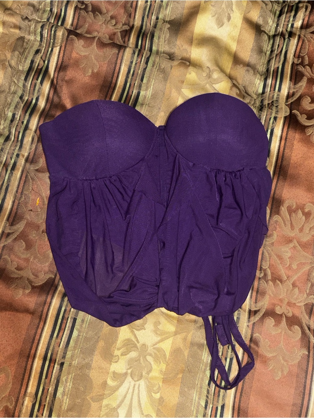 Signature Purple Strapless Ruched Bustier Camisole